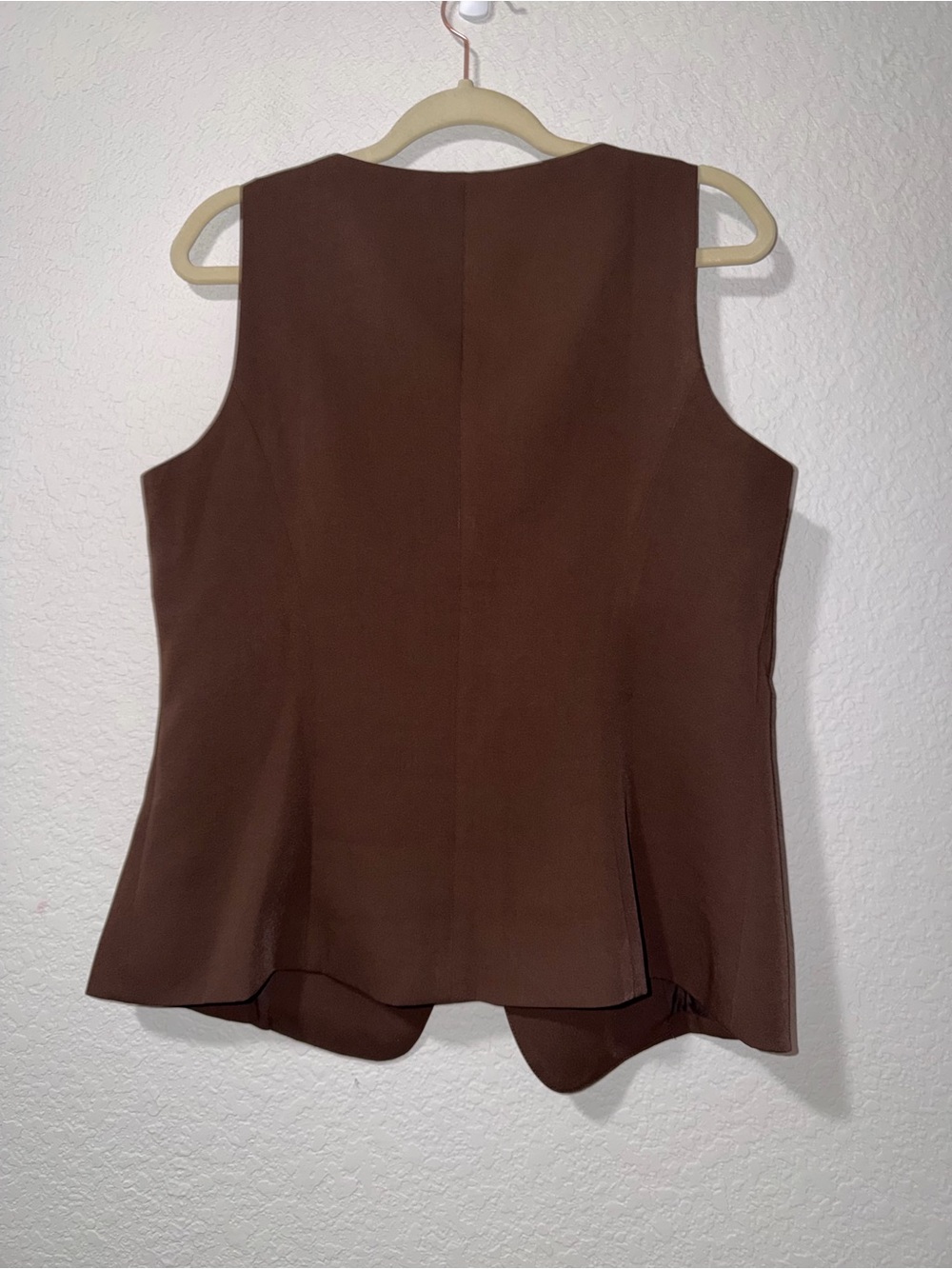 BTFBM Brown Tailored Women's Button-Front Vest - Picture 3 of 4